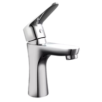 Mitigeur de lavabo monocommande FEIDU en laiton poli, moderne et contemporain, pour eau chaude et froide, avec valve en céramique, à poser sur le comptoir