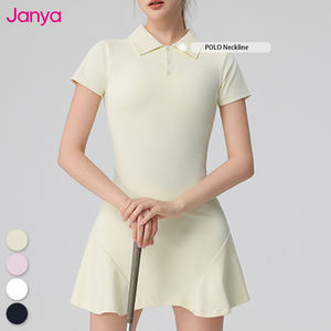 Janya nefes Activewear Golf tenis giyim egzersiz etek şort hızlı kuru Polo boyun kadınlar atletik tenis elbise kıyafet - Product Image 5