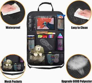 <b>Car</b> Backseat Organizer with 10" <b>Table</b> Holder 9 Storage Pockets Seat Back Protectors Kick Mats for Kids Toddlers Travel - Product Image 4