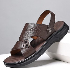 Sandalias de Hombre con Tiras Cruzadas, Primera Capa de Piel de Vaca, Suela de Goma Antideslizante, Casuales de Verano, Punta Abierta, Forro de Cuero Genuino - Product Image 1
