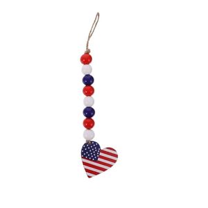 Guirlande de gland de perles en bois colorées avec ruban de corde de chanvre pour le jour de l'indépendance bijoux décor à la maison - Product Image 4