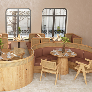 商用家具餐厅椅子和桌子，餐厅摊位座位快速餐厅家具 - Product Image 2