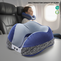 Oreiller de voyage en mousse à mémoire de forme personnalisable, lavable, avec fonction massage, pour camping et voyages, vente en gros OEM
