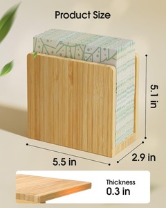 Dispenser Vertical Napkin Holder Natural Strong Waterproof Bamboo Wood Napkin Holder Freestanding Table <b>Top</b> Tissue - Product Image 4