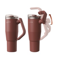 Nouvelle conception de poignée rotative, gobelet isotherme en acier inoxydable de 40 oz avec poignée et couvercle, tasse à bière