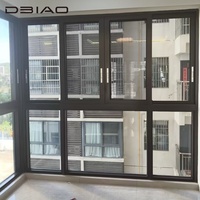 Ventana Corredera de Aluminio con Doble Vidrio Templado Horizontal Moderna de Tamaño Personalizado, con Cerradura Antirrobo, Seguridad y Protección Contra Incendios para Exteriores