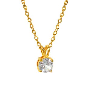 Collier pendentif rond en zircon plaqué or 18 carats en acier inoxydable, chaîne à maillons, bijoux tendance pour femmes - Product Image 4