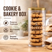 Boîte d'emballage pour biscuits en tube rond en PET transparent avec couvercle, conteneur cylindrique, boulangerie, taille personnalisée