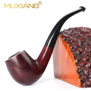 MUXIANG Wooden Tobacco Pipe Bent Type 9mm Filter Solid Briarwood Men's Smoking Pipe Retro Style - Product Image 3
