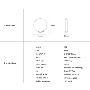 Localisateur de porte-clés d'étiquette intelligente d'emplacement d'intérieur de balise jetable <span class=keywords><strong>T3</strong></span>-D pour le suivi et le guidage des employés - Product Image 6