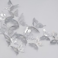 Citron 12 pièces 3D or papillon Stickers muraux décor amovible métallique autocollants chambre murale fête gâteau décorations cadeau fille