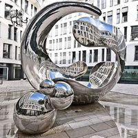 BLVE extérieur grande taille décoration Art moderne métal poli Sculpture en acier inoxydable paysage Sculpture