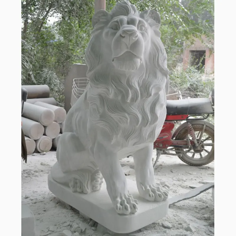 Садовая наружная передняя дверь, украшение ручной работы, белая мраморная скульптура льва, каменная статуя льва для декора