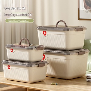 Boîte à médicaments en plastique de grande taille avec couvercle et compartiments, trousse de premiers secours familiale portable pour les urgences, livraison gratuite - Product Image 2