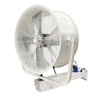 Ventilateur oscillant mural industriel de 24 pouces avec anneau de brumisation en acier inoxydable et 8 buses pour atelier, usine, salle