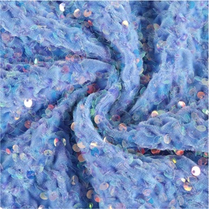 Trong Kho 37 Màu Sắc 5Mm Lớn Sáng Bóng Đa-Màu Holographic 100Polyester Căng Thêu Sequin Nhung Vải Cho Ăn Mặc - Product Image 2