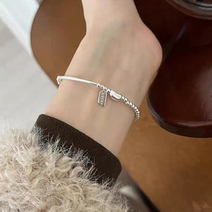 S925 Sterling <b>Silver</b> <b>Beaded</b> Bracelet Ball Shape Lucky Charm Unisex Everyday Wear Fine Jewelry - Product Image 1