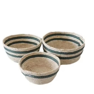 Venta caliente de gran capacidad de almacenamiento de cosméticos de escritorio merienda cesta de almacenamiento de artículos diversos cuerda de papel + cesta de almacenamiento tejida de maíz