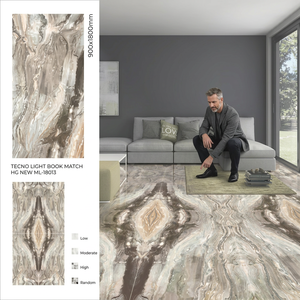 Carreaux en porcelaine émaillée Techno Dark Wood Design 900x1800mm, finition marbre brillant - Product Image 2