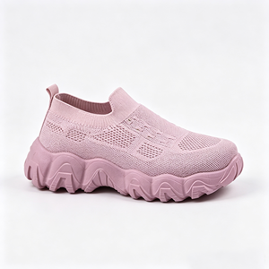 Vente en gros usine : Mules sneakers pour femmes, à enfiler, en tricot ajouré duveteux, à plateforme épaisse antidérapante, pour la marche - Product Image 3