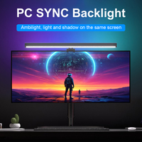 Barra de Luz RGB para Monitor, Sincronización con Música, Sensor de Sonido, Lámpara Colgante para Pantalla, Regulación Continua, 5 Temperaturas de Color, Cuidado de la Vista para Computadora
