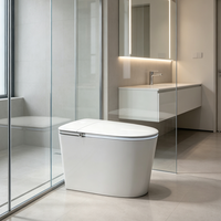 Toilette intelligente à haut rendement énergétique, à chasse d'eau par siphon, avec buse autonettoyante et tension de prise personnalisable pour projets résidentiels