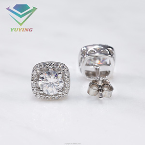 In Stock 925 Sterling <b>Silver</b> VVS Moissanite <b>Stud</b> Earrings 18k gold Plated GRA Certificate Fine Fashion Jewelry for Weddings Gift - Product Image 3
