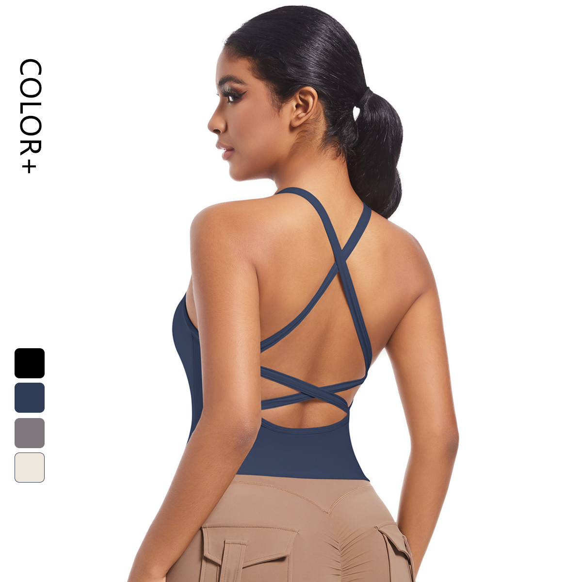 Women's Cross Back Yoga Tank Top Quick Dry Breathable Crop Vest Sleeveless Sports Top Printed Pattern Gym Fitness Running Bra