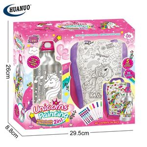2 dalam 1 Baru 500ML menghias botol air Anda & tas tangan dengan pena dan stiker untuk anak-anak Seni & Kerajinan DIY gambar mainan - Product Image 6