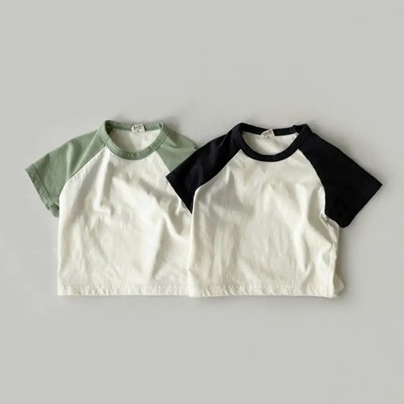 Custom Organic cotton Kids Plain T Shirt Tops for Boys Girls Baby basic Solid Color Clothes Children toddler boys t-shirts
