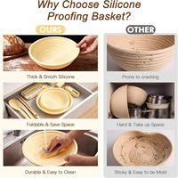 Ensemble de 9 paniers à pain pliables en silicone, bois et tissu pour la boulangerie à domicile, compatibles lave-vaisselle et four