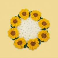 Décoration de Noël et de la Fête des Enseignants : Sous-verre en fibre acrylique fait main au crochet, motif fleur, plante en pot déformable, ornement suspendu