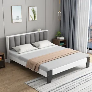 Lit en bois moderne de grande taille, meuble de chambre à coucher, lit double fabriqué en chine, vente directe d'usine