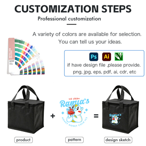Benutzer definiertes Logo Tragbare leere Lunch-Tasche Wieder verwendbare isolierte nicht gewebte Kühltasche für Lebensmittel - Product Image 2