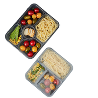 Boîte à lunch en PP personnalisée en gros, 3 ou 4 compartiments, 1000 ml, étanche, compatible micro-ondes, pour la restauration à emporter