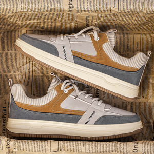 Baskets basses pour hommes de style coréen, semelle épaisse en caoutchouc, bout rond, à lacets, chaussures décontractées pour la marche, tendance mode toutes saisons - Product Image 4