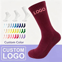 Chaussettes de sport à logo personnalisé, couleur unie, plusieurs options de couleurs, tricot côtelé, chaussettes d'équipe sportive