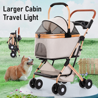 Poussette pliable pour animaux de compagnie (chiens et chats) OEM, chariot à 4 roues avec laisse de sécurité et maille respirante pour animaux de compagnie de grande, moyenne et petite taille