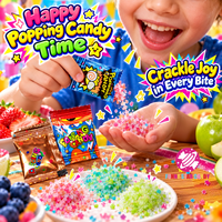 Bonbons pétillants personnalisés en gros avec autocollant, emballés individuellement, saveur fruitée acidulée et sucrée, bonbons qui éclatent pour enfants