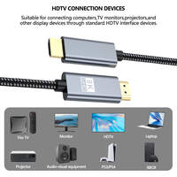 Câble vidéo tressé DP 8K/4K 60Hz/120Hz 3D HDR PD 2.1 pour HDTV, home cinéma, ordinateur et moniteur, mâle-mâle, 1M/2M/3M