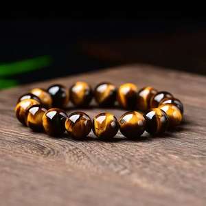 สร้อยข้อมือคริสตัลแฟชั่นผู้ชายหินตาเสือสีเหลืองธรรมชาติแบบห่วงเดียว ของขวัญวันวาเลนไทน์ - Product Image 4