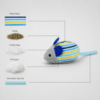 Jouet en peluche pour chaton Famipet, nouveau design animaux colorés sur le thème de l'été, doux et froissé, avec herbe à chat