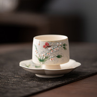 Tasse à thé en porcelaine peinte à la main purement Master Cup Gobelet exquis exclusif pour femmes Japandi Floral Party jetable