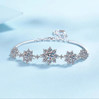 Bracelet chaîne flocon de neige en argent sterling S925 avec moissanite, bijoux haut de gamme pour femmes, tendance, certifié, pour les fêtes