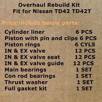 Kit de révision et de réparation pour moteur diesel, compatible avec TD42 TD42T