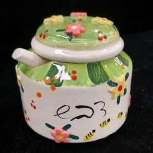 <span class=keywords><strong>Pot</strong></span> <span class=keywords><strong>de</strong></span> <span class=keywords><strong>miel</strong></span> en céramique souvenir <span class=keywords><strong>de</strong></span> <span class=keywords><strong>mariage</strong></span> vintage peint à la main - Product Image 2