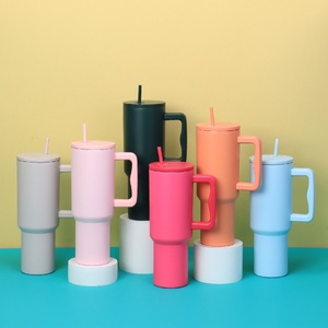 Bulk 40oz Double Wall Vacuum Insulated Stainless Steel Tumbler <b>with</b> Handle <b>Straw</b> Gradient Color Custom Logo for Outdoor Travel - Product Image 6