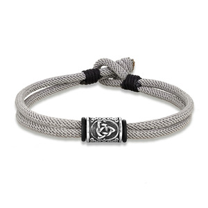 Bracelet en corde tressée avec runes vikings, design géométrique en argent tibétain pour homme, bijoux cadeau - Product Image 4