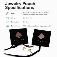 Pochette à bijoux en velours suédé noir imprimée sur mesure, enveloppe d'emballage, sac cadeau avec rembourrage, sac à bijoux en velours, emballage de bijoux avec logo