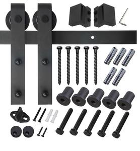 Kit de quincaillerie pour porte coulissante rustique en bois massif blanc de 6,6 pieds pour <span class=keywords><strong>la</strong></span> décoration de style ferme - Product Image 1